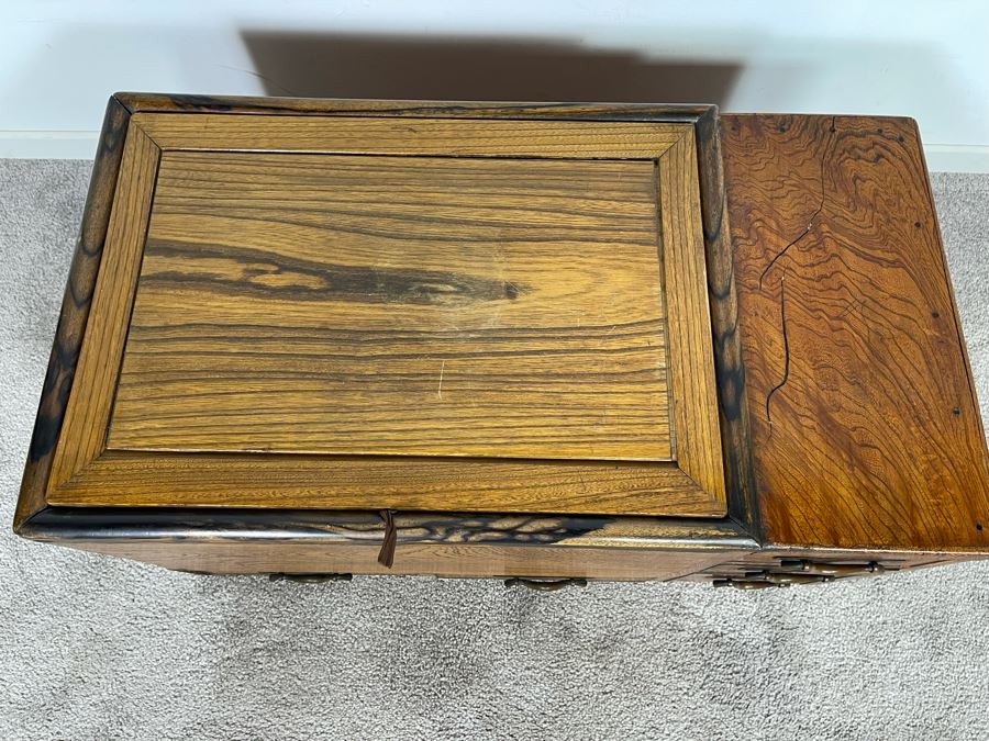 Old Japanese Carved Wood Hibachi (Trim On Bottom Needs Repair - See Photos) 28W X 15D X 15H [Photo 4]