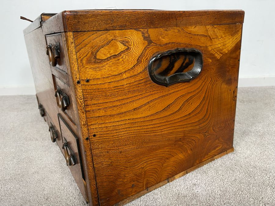 Old Japanese Carved Wood Hibachi (Trim On Bottom Needs Repair - See Photos) 28W X 15D X 15H [Photo 10]