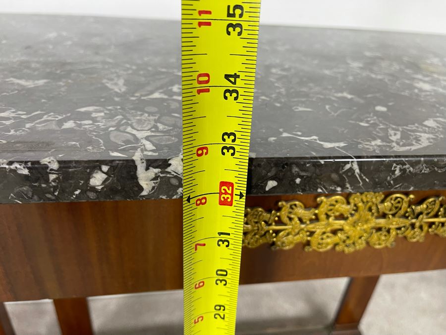 Pair Of French Empire Style Mahogany And Marble Top Console Tables With Brass Ormolu Mounts 31.5W X 17D X 32.5H [Photo 17]