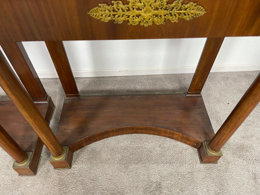 Pair Of French Empire Style Mahogany And Marble Top Console Tables With Brass Ormolu Mounts 31.5W X 17D X 32.5H [Photo 12]