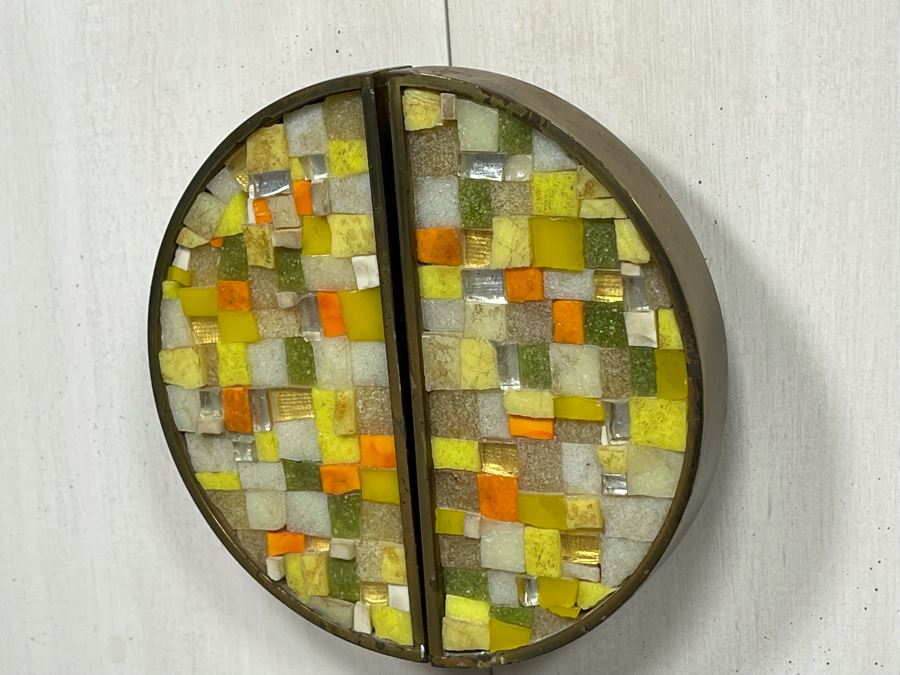 Mid-Century Modern James Mont Style Wooden Credenza With Mosaic Pulls 60W X 20D X 20H [Photo 5]