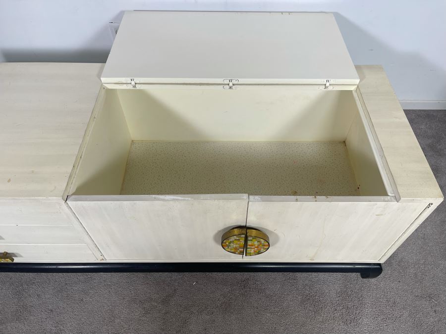 Mid-Century Modern James Mont Style Wooden Credenza With Mosaic Pulls 60W X 20D X 20H [Photo 9]