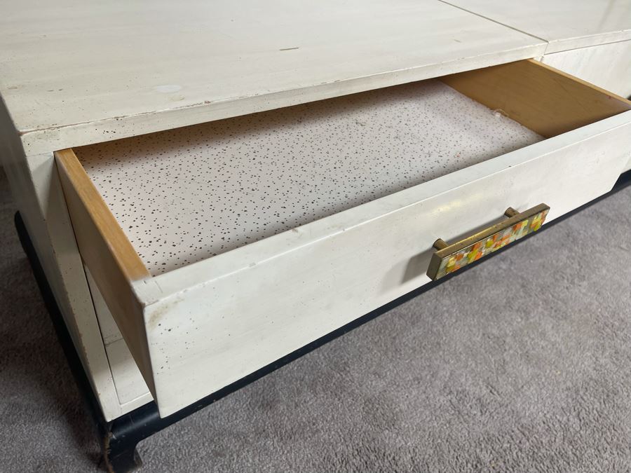 Mid-Century Modern James Mont Style Wooden Credenza With Mosaic Pulls 60W X 20D X 20H [Photo 8]