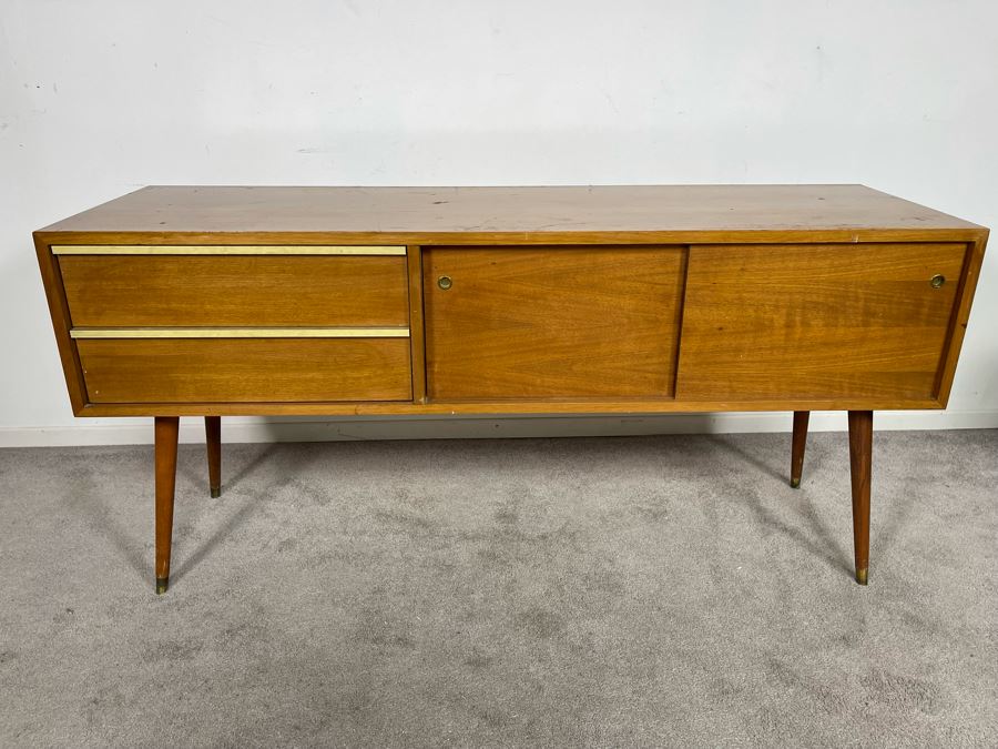 Vintage Mid-Century Modern Wooden Credenza (Designer Unknown) 60W X 18D X 29H [Photo 2]