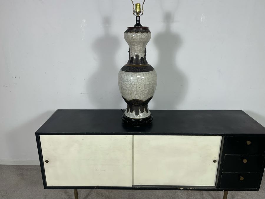 Large Vintage Chinese Pottery Lamp 42H [Photo 12]