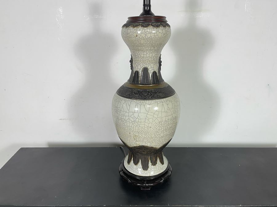 Large Vintage Chinese Pottery Lamp 42H [Photo 2]