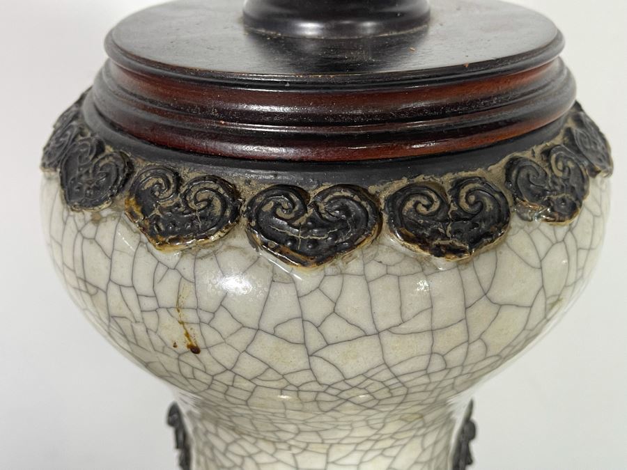 Large Vintage Chinese Pottery Lamp 42H [Photo 5]