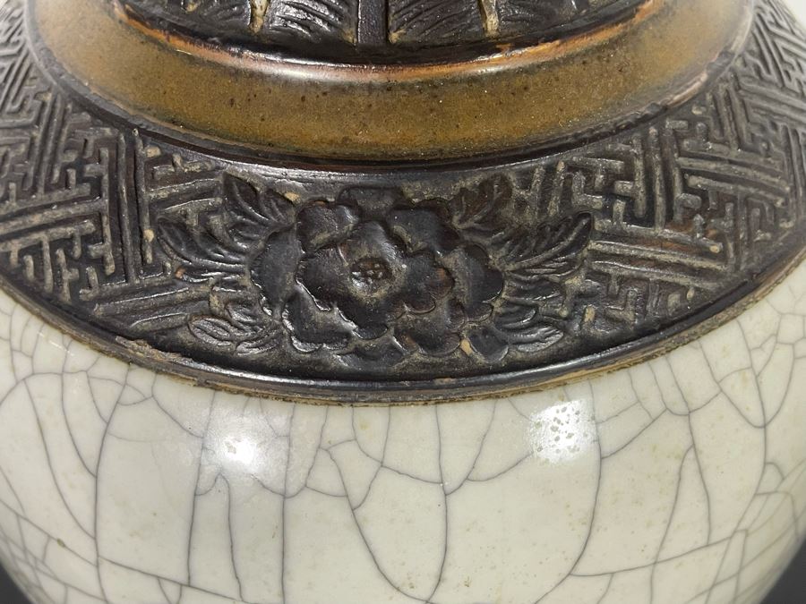 Large Vintage Chinese Pottery Lamp 42H [Photo 4]