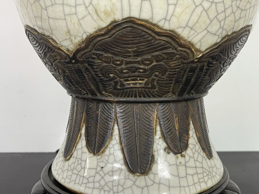 Large Vintage Chinese Pottery Lamp 42H [Photo 6]