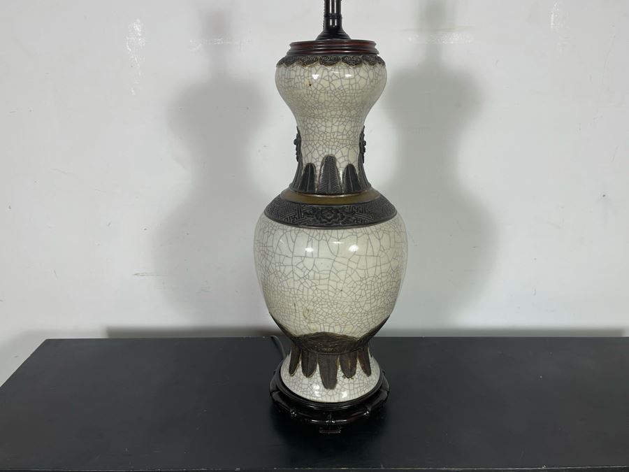 Large Vintage Chinese Pottery Lamp 42H [Photo 11]