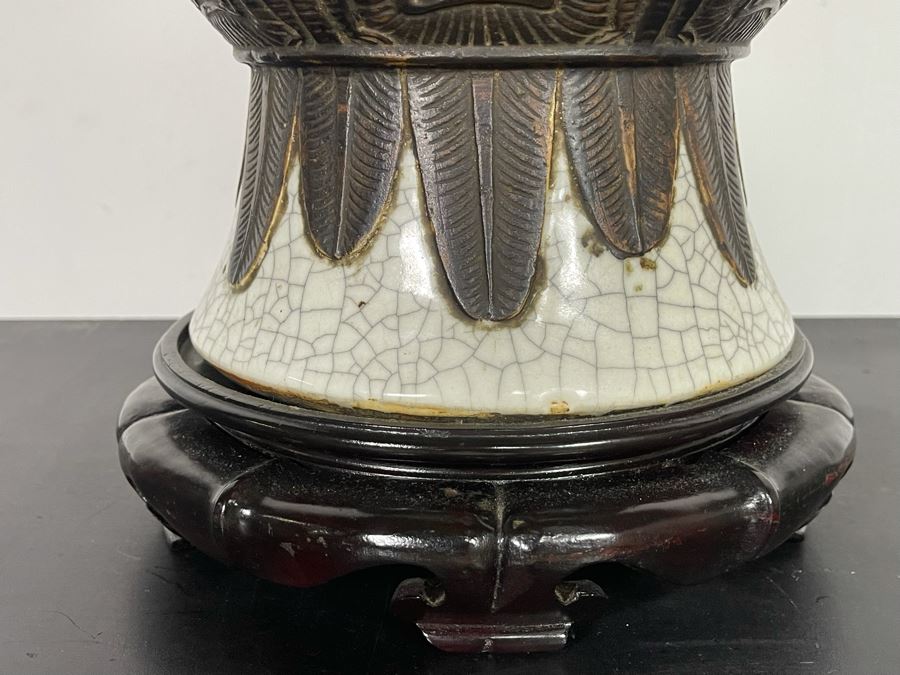 Large Vintage Chinese Pottery Lamp 42H [Photo 8]
