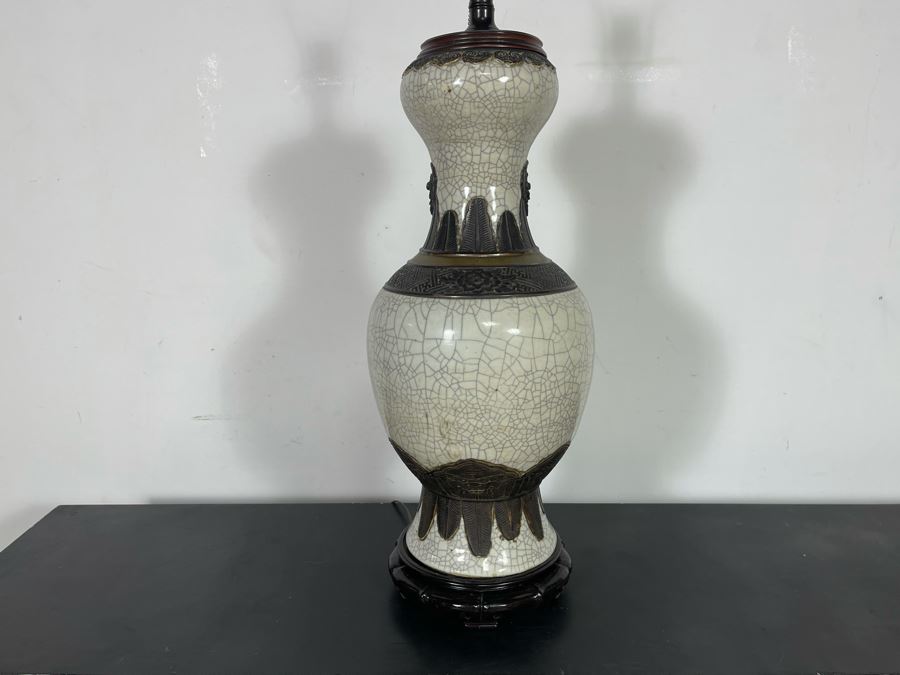 Large Vintage Chinese Pottery Lamp 42H [Photo 13]