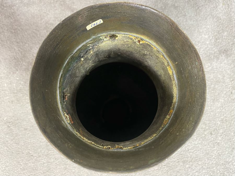 Old Chinese Bronze Champleve Urn Vase (Base Has Been Removed) 18H X 9W [Photo 3]