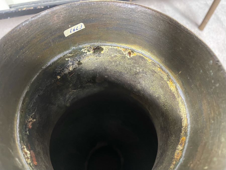 Old Chinese Bronze Champleve Urn Vase (Base Has Been Removed) 18H X 9W [Photo 30]