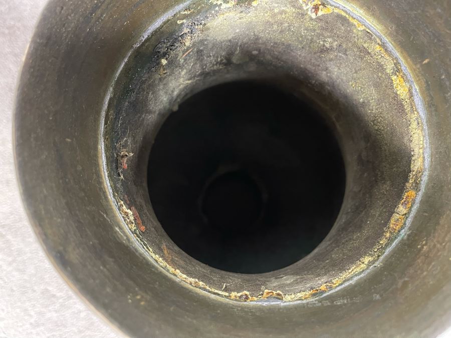 Old Chinese Bronze Champleve Urn Vase (Base Has Been Removed) 18H X 9W [Photo 29]