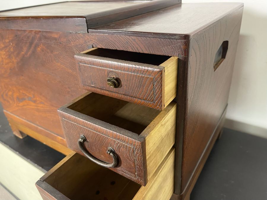 Old Japanese Carved Wood Hibachi 23W X 13.5D X 15H [Photo 6]