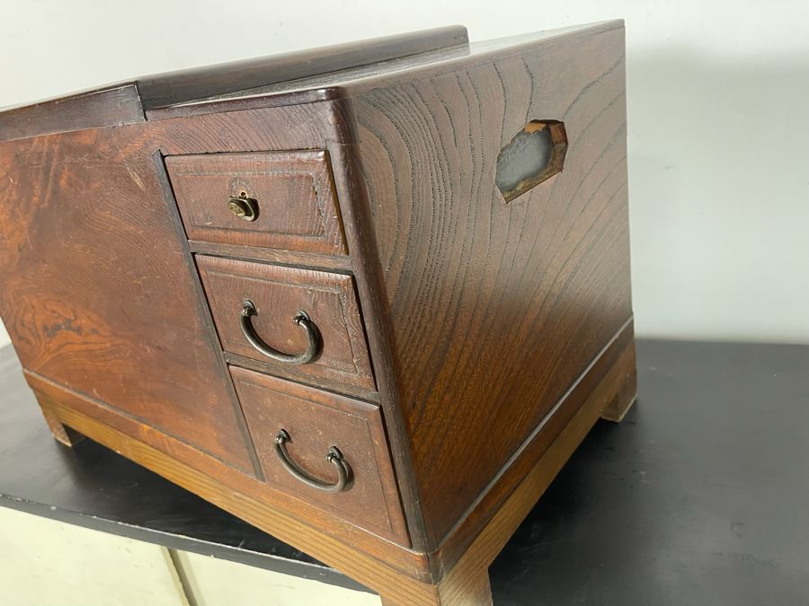 Old Japanese Carved Wood Hibachi 23W X 13.5D X 15H [Photo 9]