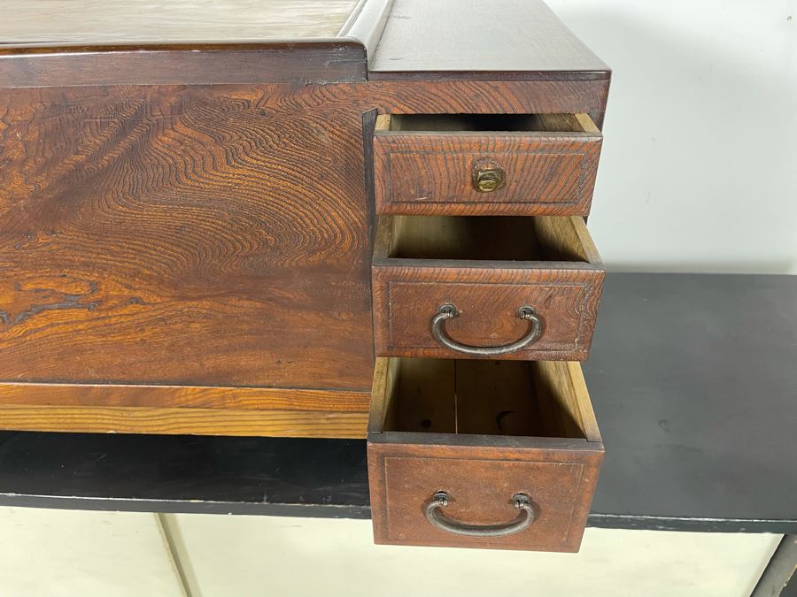 Old Japanese Carved Wood Hibachi 23W X 13.5D X 15H [Photo 5]