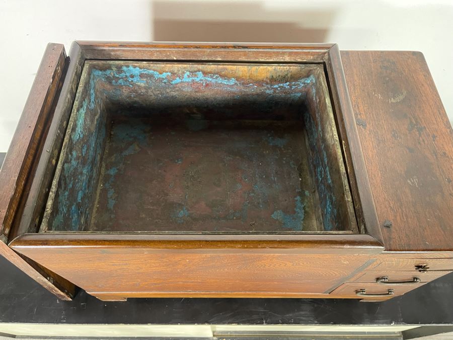 Old Japanese Carved Wood Hibachi 23W X 13.5D X 15H [Photo 7]
