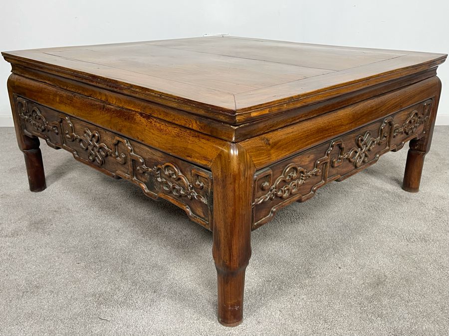 Old Chinese Hand Carved Wooden Coffee Table 38W X 38D X 18H [Photo 12]