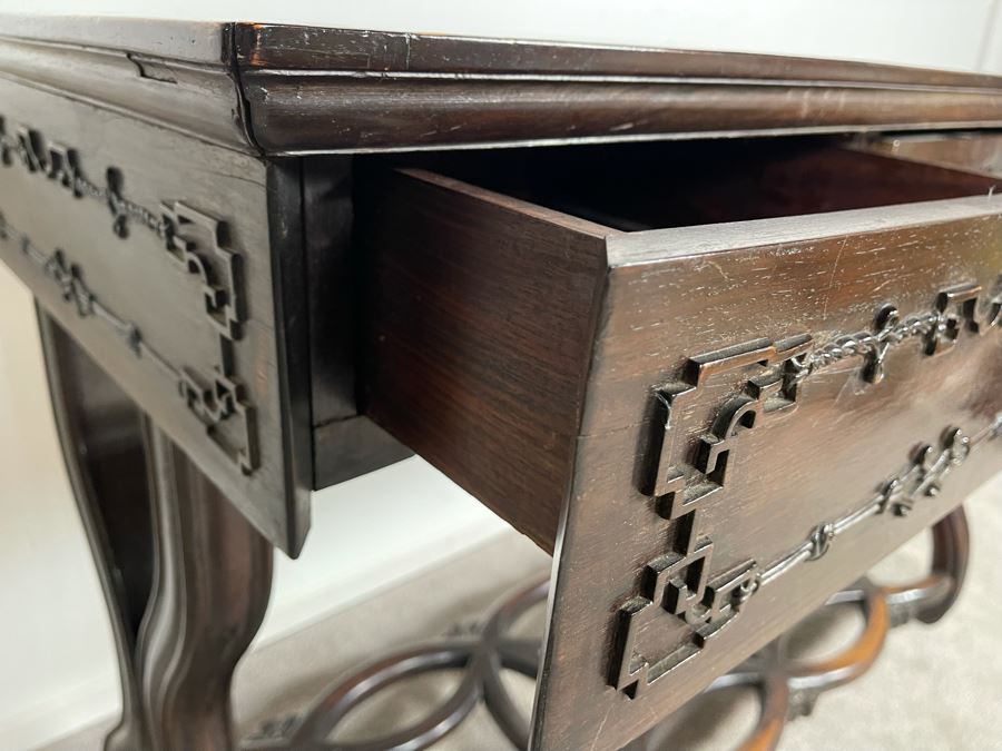 Antique Chinese Rosewood Hand Carved Desk Console Table With 3 Drawers 49.5W X 21.5D X 34H [Photo 17]