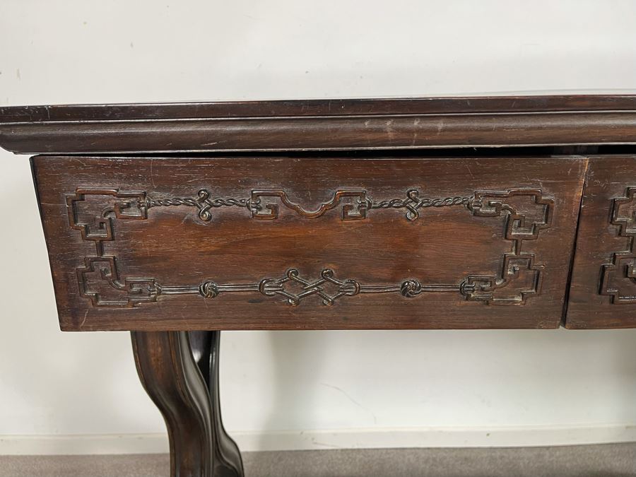 Antique Chinese Rosewood Hand Carved Desk Console Table With 3 Drawers 49.5W X 21.5D X 34H [Photo 11]