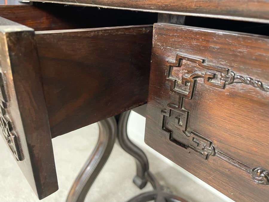 Antique Chinese Rosewood Hand Carved Desk Console Table With 3 Drawers 49.5W X 21.5D X 34H [Photo 18]
