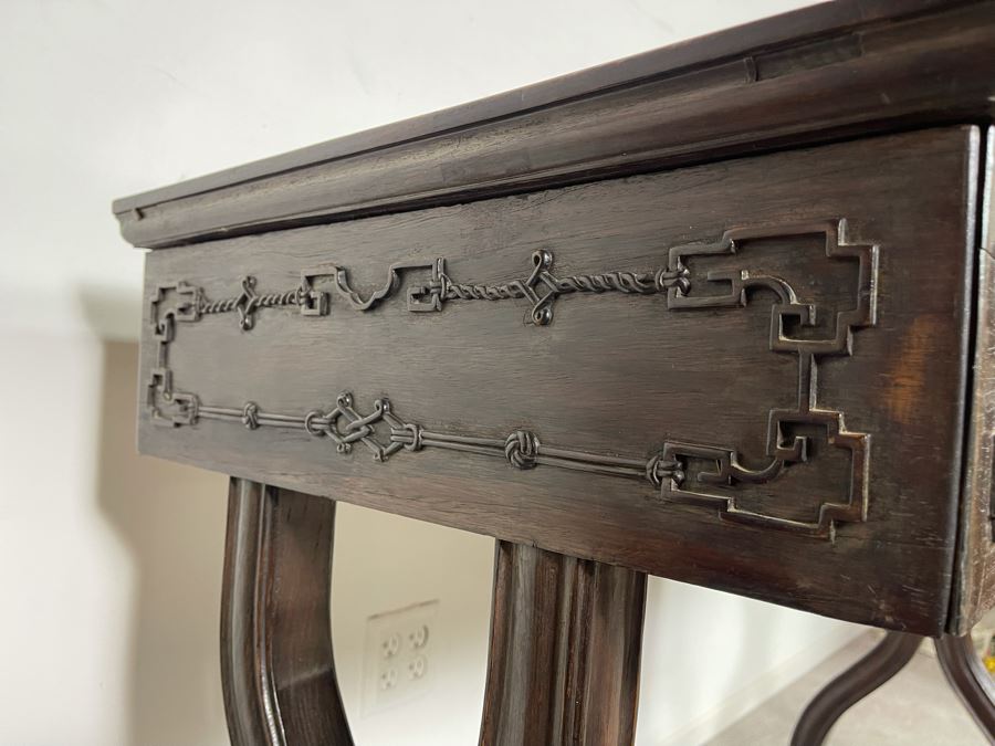 Antique Chinese Rosewood Hand Carved Desk Console Table With 3 Drawers 49.5W X 21.5D X 34H [Photo 25]