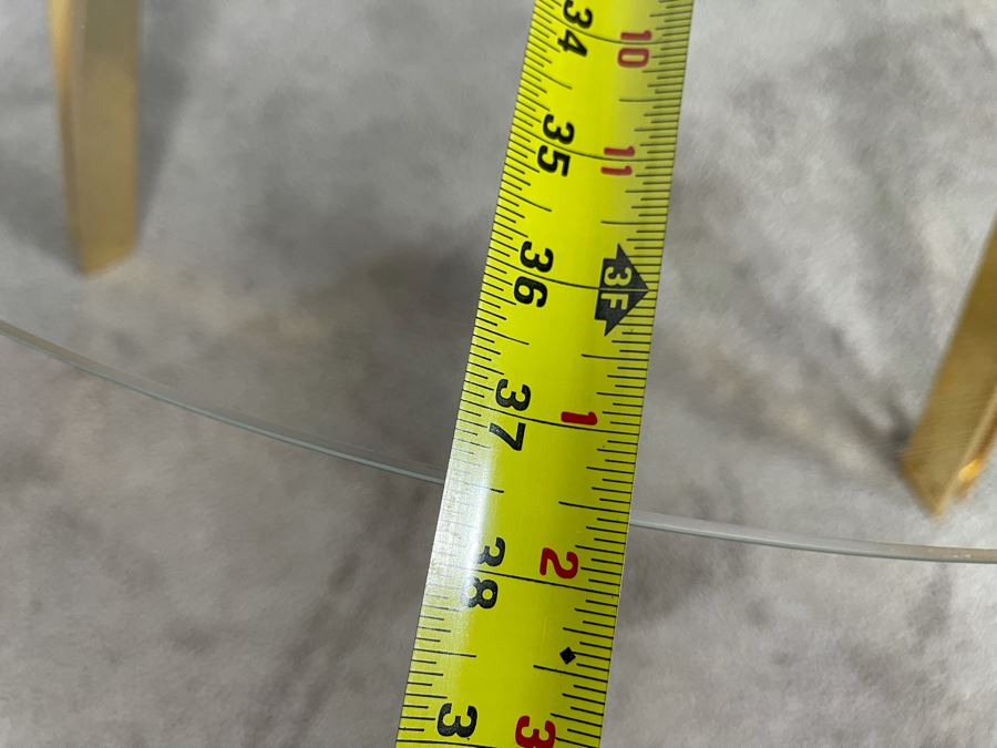 Roger Sprunger For Dunbar Brass Table With 37.5 Round Glass Top 17.5H [Photo 10]