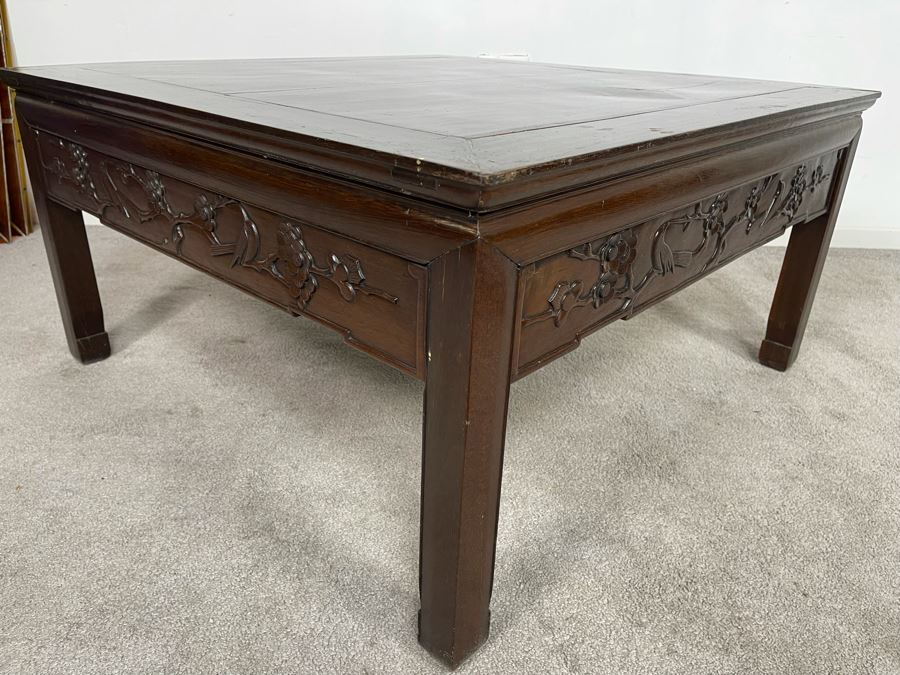 Old Chinese Hand Carved Rosewood Coffee Table 35.5W X 35.5D X 18H [Photo 13]
