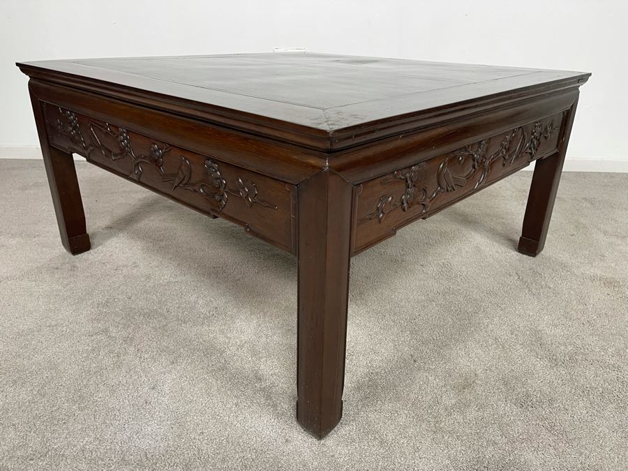 Old Chinese Hand Carved Rosewood Coffee Table 35.5W X 35.5D X 18H [Photo 9]