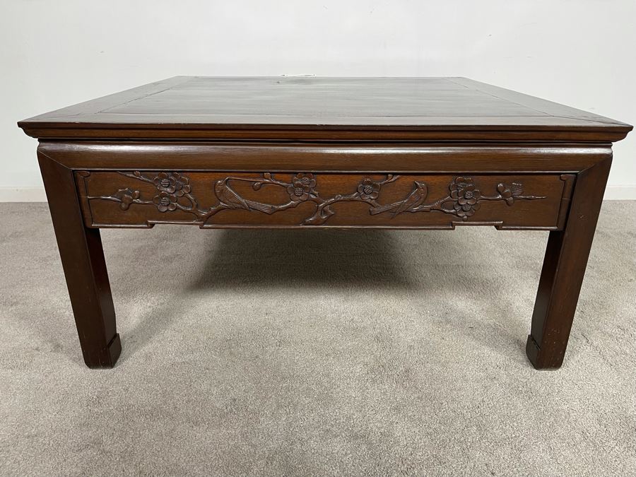 Old Chinese Hand Carved Rosewood Coffee Table 35.5W X 35.5D X 18H [Photo 2]