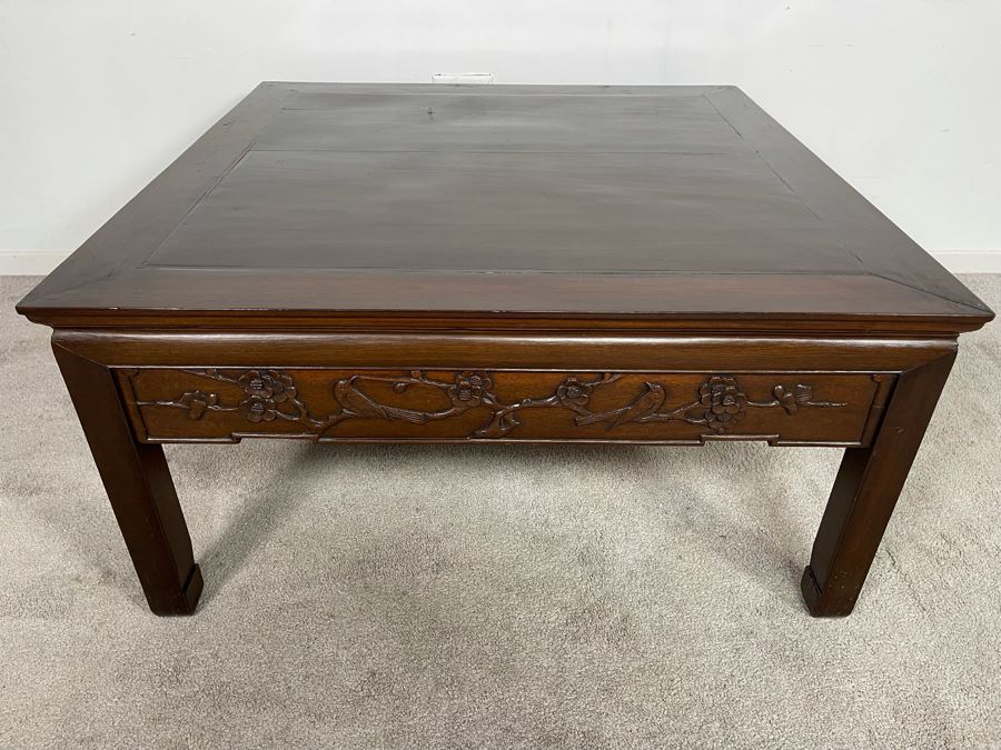 Old Chinese Hand Carved Rosewood Coffee Table 35.5W X 35.5D X 18H [Photo 3]