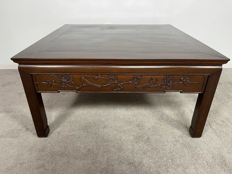 Old Chinese Hand Carved Rosewood Coffee Table 35.5W X 35.5D X 18H [Photo 1]