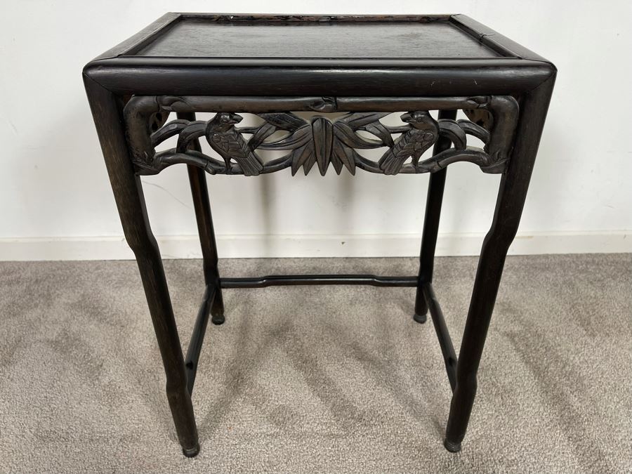 Vintage Chinese Hand Carved Side Table 15.5W X 11D X 20.5H [Photo 1]