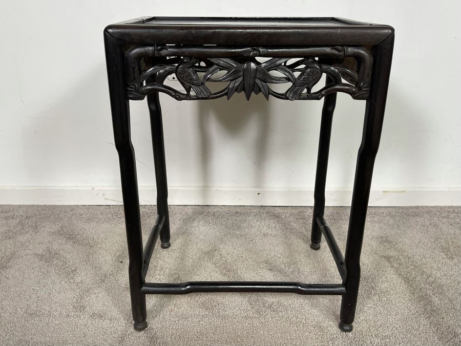 Vintage Chinese Hand Carved Side Table 15.5W X 11D X 20.5H [Photo 10]