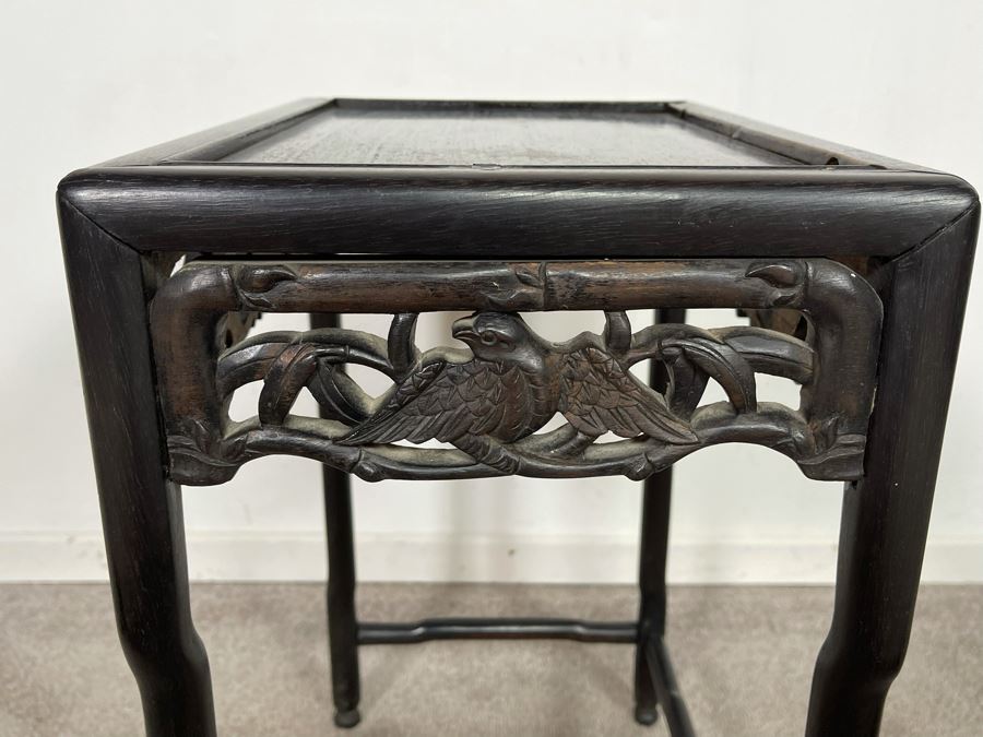 Vintage Chinese Hand Carved Side Table 15.5W X 11D X 20.5H [Photo 13]