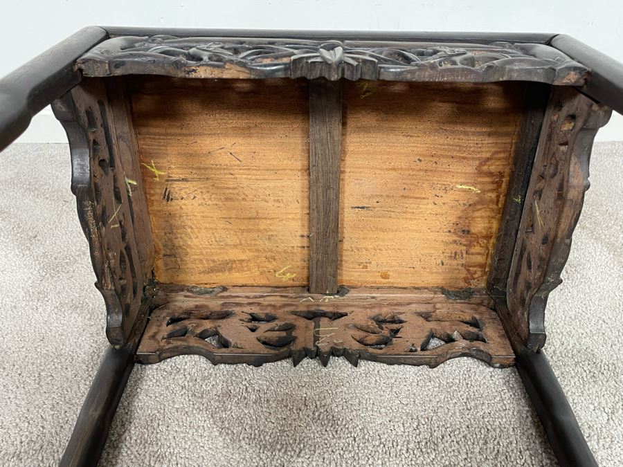 Vintage Chinese Hand Carved Side Table 15.5W X 11D X 20.5H [Photo 15]