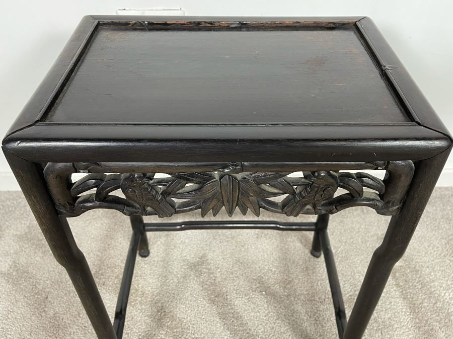 Vintage Chinese Hand Carved Side Table 15.5W X 11D X 20.5H [Photo 5]