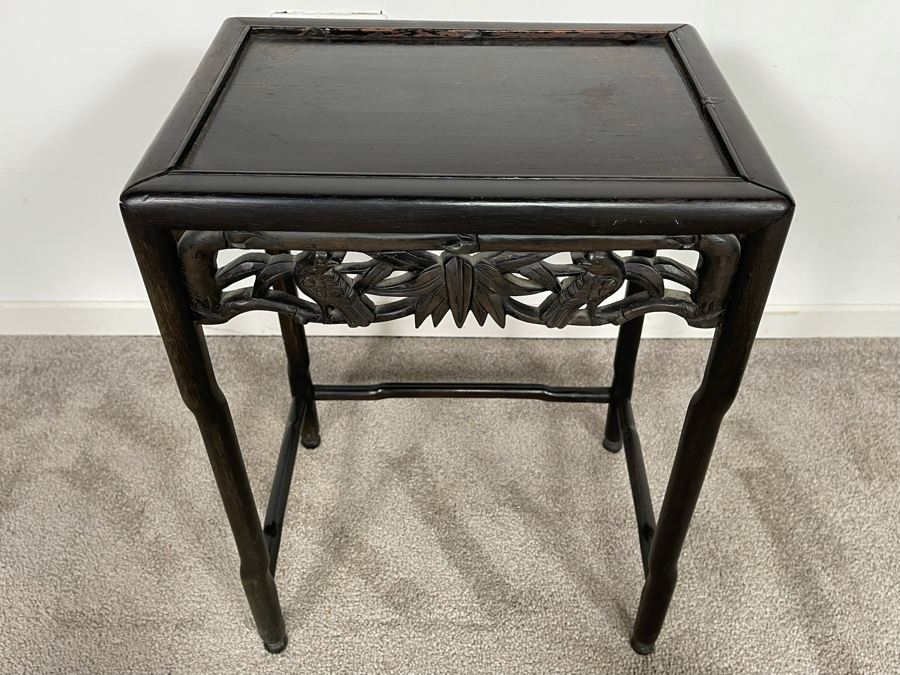 Vintage Chinese Hand Carved Side Table 15.5W X 11D X 20.5H [Photo 6]