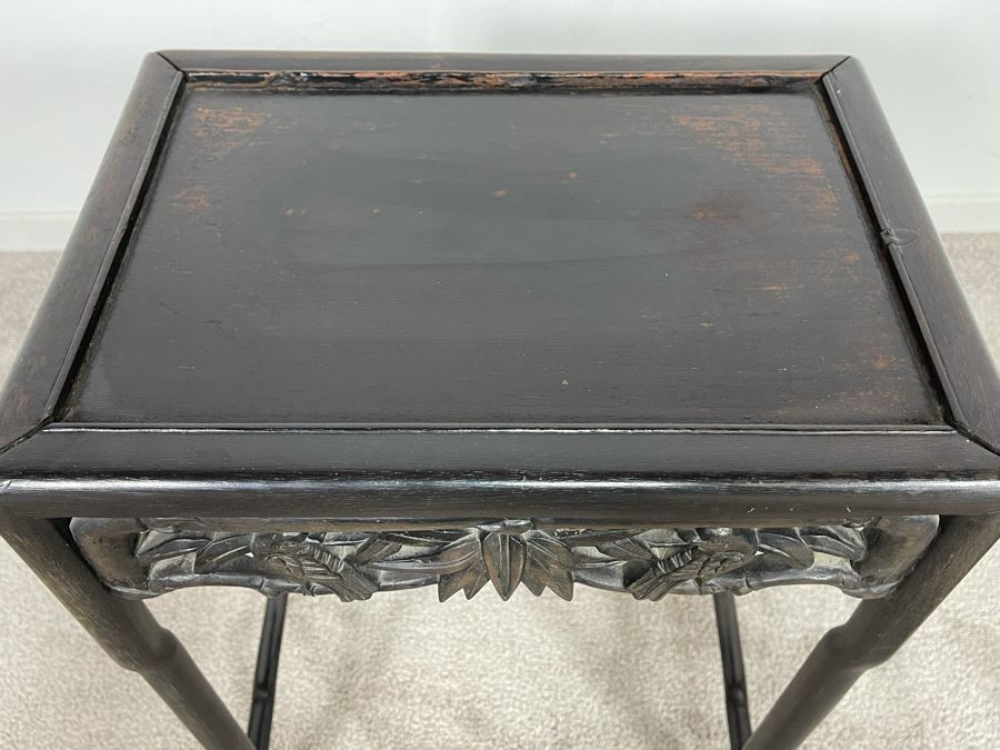 Vintage Chinese Hand Carved Side Table 15.5W X 11D X 20.5H [Photo 14]