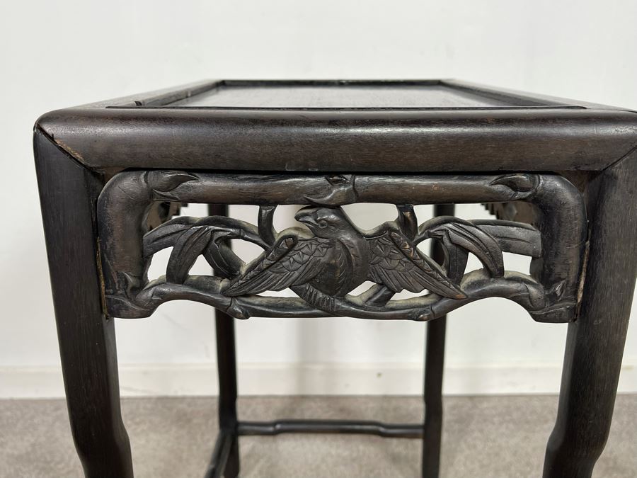 Vintage Chinese Hand Carved Side Table 15.5W X 11D X 20.5H [Photo 9]