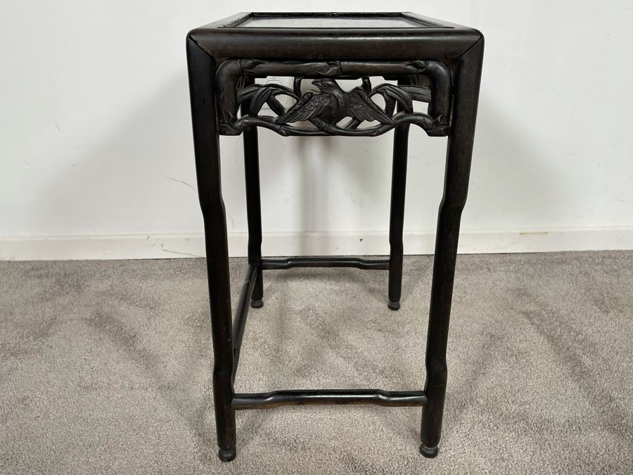 Vintage Chinese Hand Carved Side Table 15.5W X 11D X 20.5H [Photo 8]