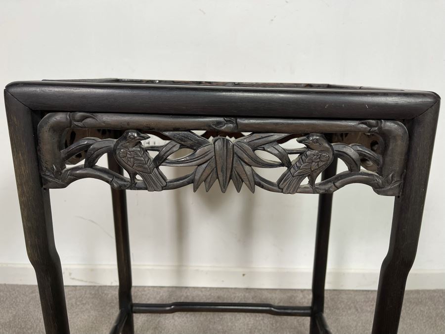 Vintage Chinese Hand Carved Side Table 15.5W X 11D X 20.5H [Photo 3]