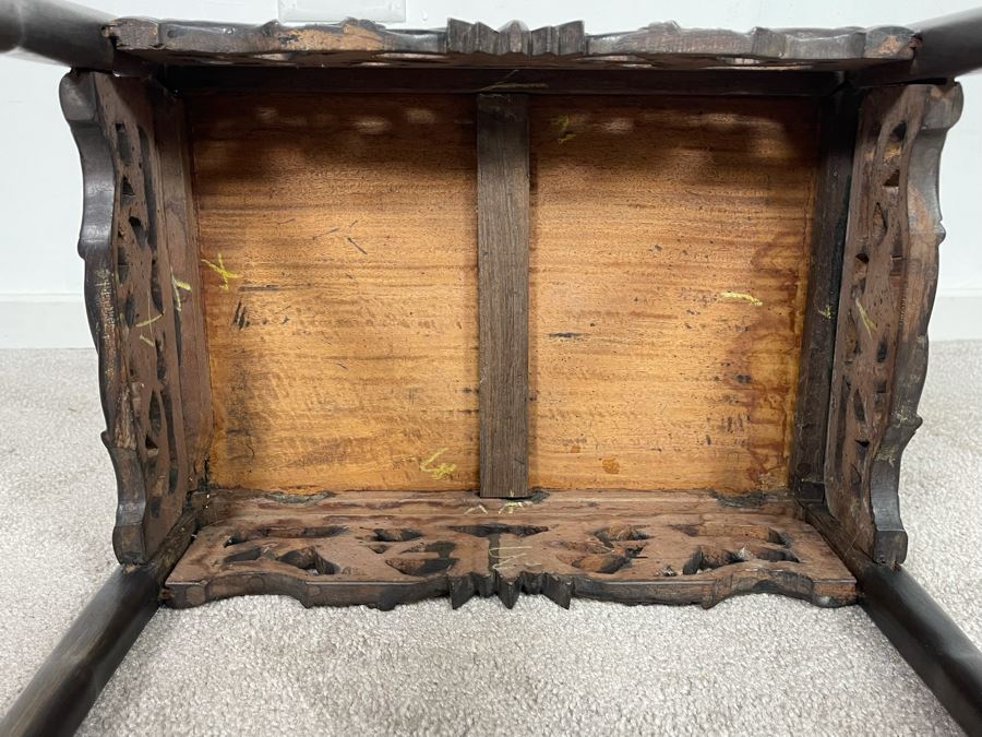 Vintage Chinese Hand Carved Side Table 15.5W X 11D X 20.5H [Photo 16]