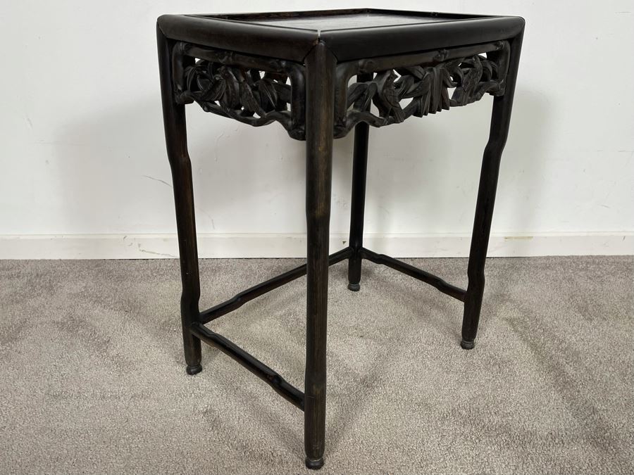 Vintage Chinese Hand Carved Side Table 15.5W X 11D X 20.5H [Photo 7]