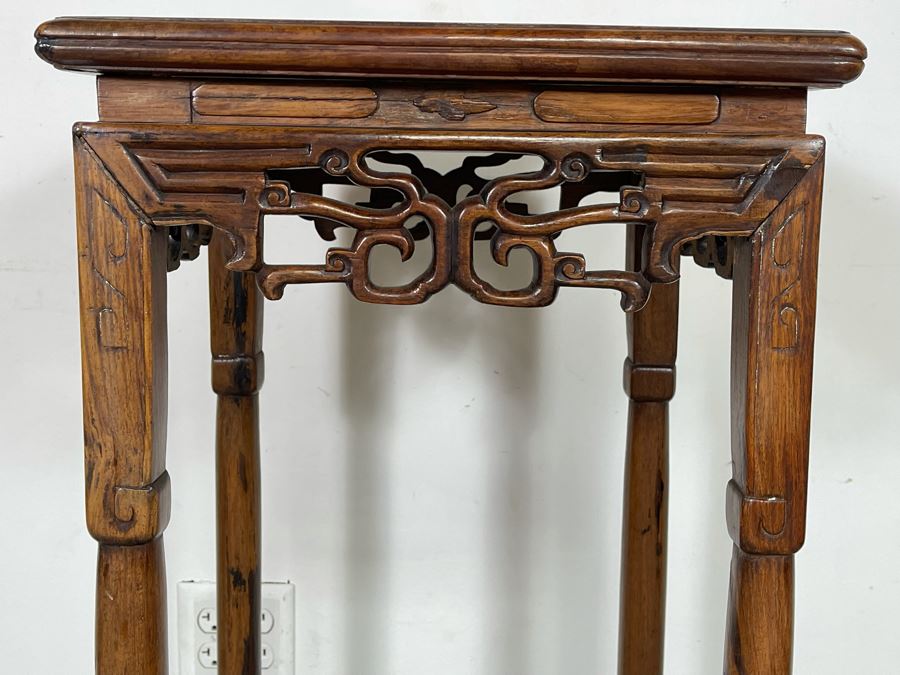 Old Chinese Hand Carved Wooden Fern Stand 16W X 16D X 38.5H [Photo 11]