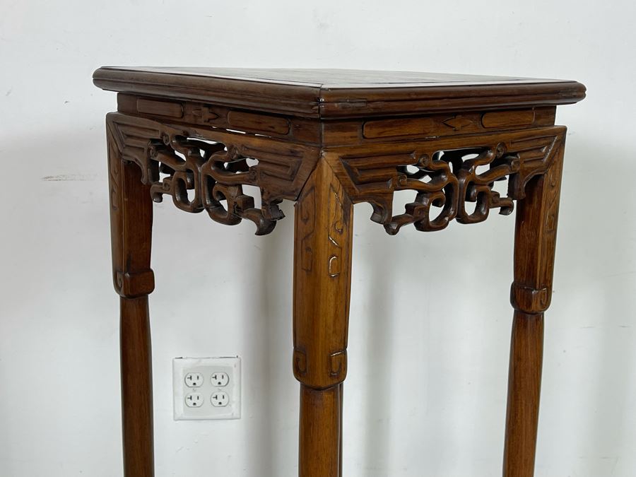 Old Chinese Hand Carved Wooden Fern Stand 16W X 16D X 38.5H [Photo 15]