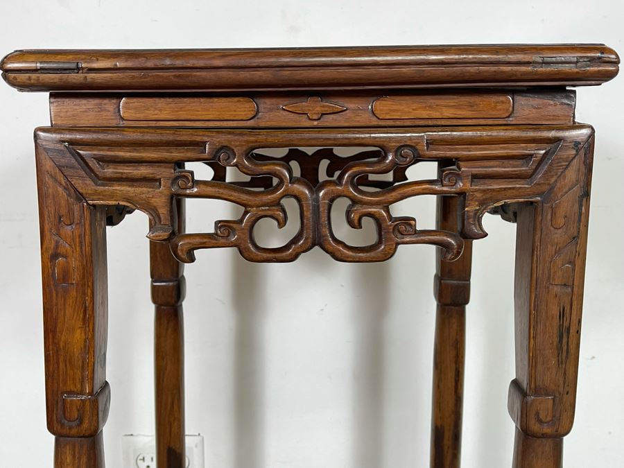 Old Chinese Hand Carved Wooden Fern Stand 16W X 16D X 38.5H [Photo 5]