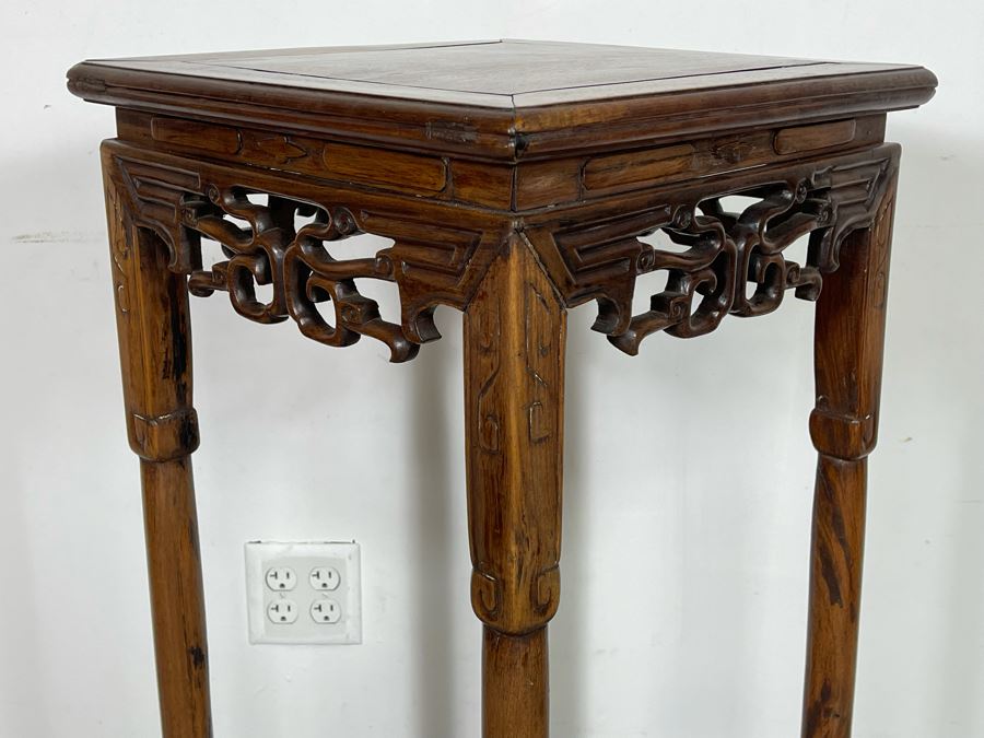 Old Chinese Hand Carved Wooden Fern Stand 16W X 16D X 38.5H [Photo 14]